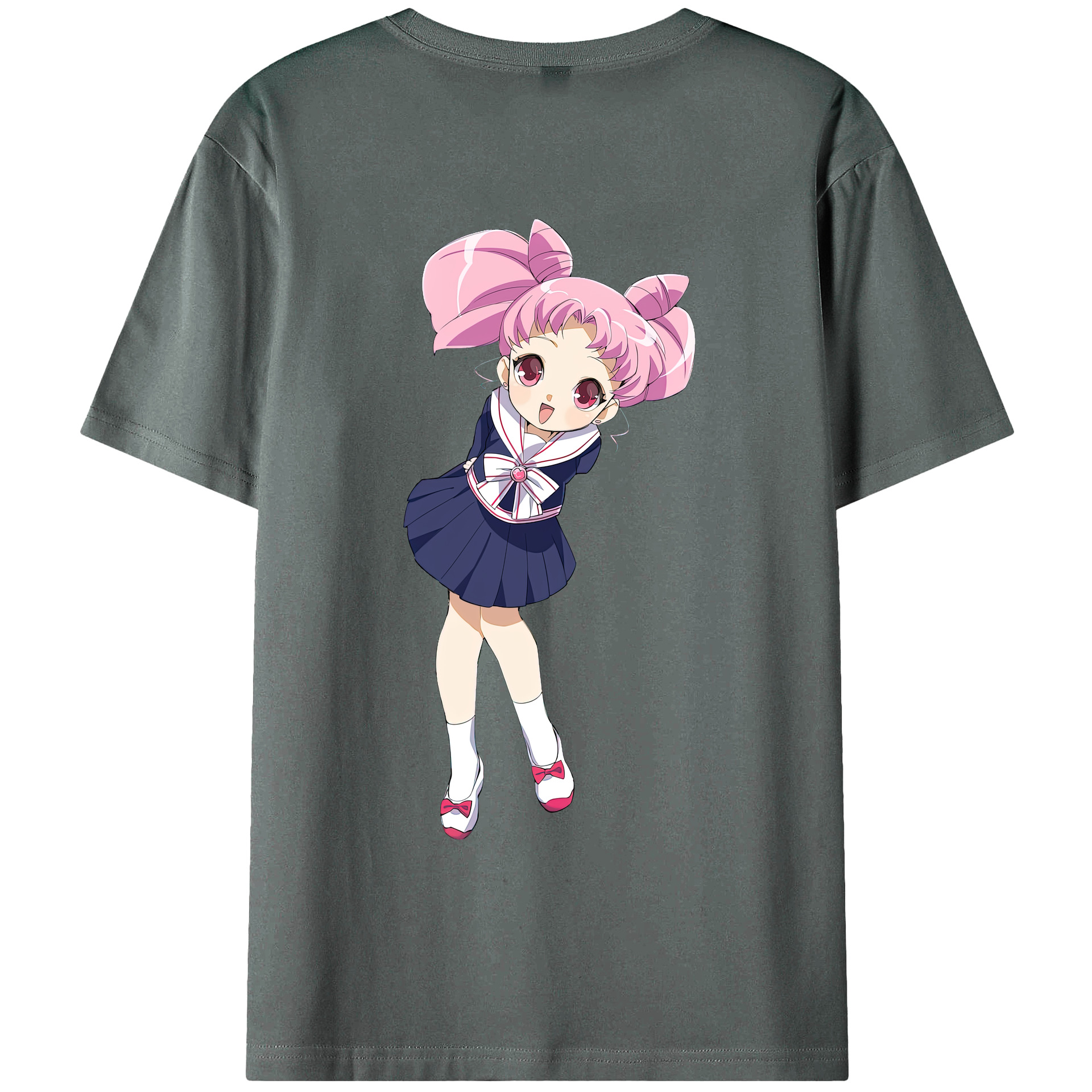 （画像用） 美少女戦士セーラームーン ちびうさ Sailor Moon Chibiusa Tsukino Usagi Small Lady Serenity 綿100％ メンズ半袖Tシャツ（バックプリント） 通気性